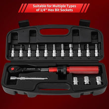 Load image into Gallery viewer, 1/4-Inch Drive Click Torque Wrench Set,2.3-24.9 N.M/20-220IN.LB, Bike Torque Wrench Set,16PCS 72-tooth Torque Wrenches Set with Extension Bar &amp; Socket Sets for Bicycle
