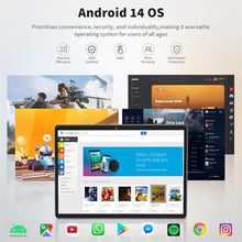 Load image into Gallery viewer, QDDQ Android Tablet with Keyboard, Android 14 Tablet, 12(6+6) GB+128GB, 1TB Expand, 2 in 1, Mouse, Stylus, 8000mAh Battery, 2.4G/5G WiFi, GPS, Silver Case

