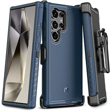 Load image into Gallery viewer, MYBAT Pro Maverick Series for Samsung Galaxy S24 Ultra Case with Belt Clip Holster, 6.8 inch, Heavy Duty Military Grade Drop Protective Case with 360° Rotating Stand (No Screen Protector) Blue
