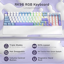 Load image into Gallery viewer, RK ROYAL KLUDGE RK96 RGB Limited Ed, 90% 96 Keys Wireless 3-Mode BT5.0/2.4G/USB-C Hot Swappable Mechanical Keyboard w/Wrist Rest, Volume Control, Software, Massive Battery, RK Pale Green Switch
