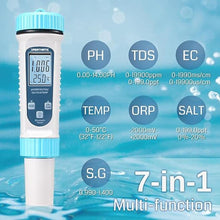 Load image into Gallery viewer, Digital PH Meter, 7in1 PH TDS EC SALT TEMP S.G ORP, High Accuracy Water Tester, Bluetooth Control, for Pool, Hydroponics and Aquariums
