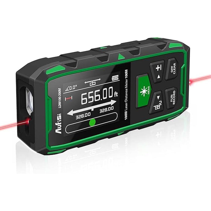 Dual Laser Distance Meter, 656FT/200M Recharge Laser Measuring Tool M/in/FT Multi Units Backlit LCD Multifunctional Laser Measure for Distance Area Volume Angle Sensor Midpoint Pythagorean Mode