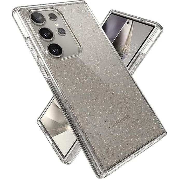 Speck Presidio Perfect Clear Samsung Galaxy S24 Ultra Case - Drop & Camera Protection, Clear Phone Case, Wireless Charging Compatible, Shock Absorbant, Galaxy S24 Ultra Case - Gold Glitter
