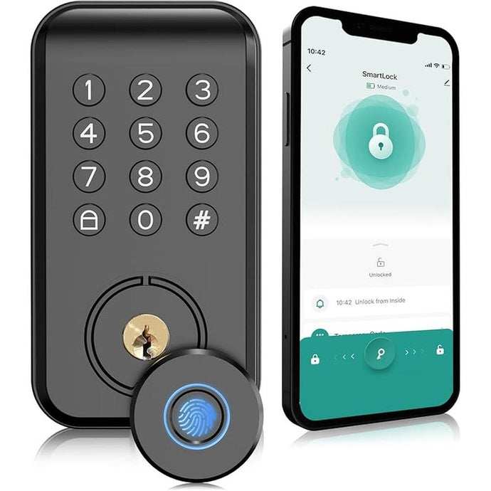 Fingerprint Door Lock, Keyless Entry Door Lock, Smart Locks for Front Door, Smart Door Lock with App Control, Smart Bluetooth Keypad Deadbolt, Auto Lock, Easy Install (Black)