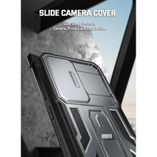 Load image into Gallery viewer, Poetic Spartan Case for Galaxy S24 Ultra 6.8&quot;, [Slide Camera Cover] [Screen Protector Works with Fingerprint ID]Military Grade Rugged Shockproof S24 Ultra Phone Case with Kickstand, Metallic Gun Metal
