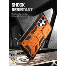 Load image into Gallery viewer, Poetic Spartan Case for Galaxy S24 Ultra 6.8&quot;, [Slide Camera Cover] [Screen Protector Works with Fingerprint ID] Military Grade Rugged Shockproof S24 Ultra Phone Case with Kickstand, Metallic Orange
