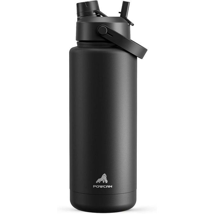 40 oz Insulated Water Bottle with 2-in-1 Straw and Spout Lid, Keep Cold 24H, Leak-Proof, BPA-Free, Double Wall Stainless Steel Water Bottle for Sports, Gym, Travel, and School (Dark Knight)