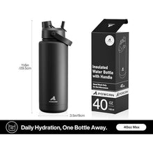 Load image into Gallery viewer, 40 oz Insulated Water Bottle with 2-in-1 Straw and Spout Lid, Keep Cold 24H, Leak-Proof, BPA-Free, Double Wall Stainless Steel Water Bottle for Sports, Gym, Travel, and School (Dark Knight)
