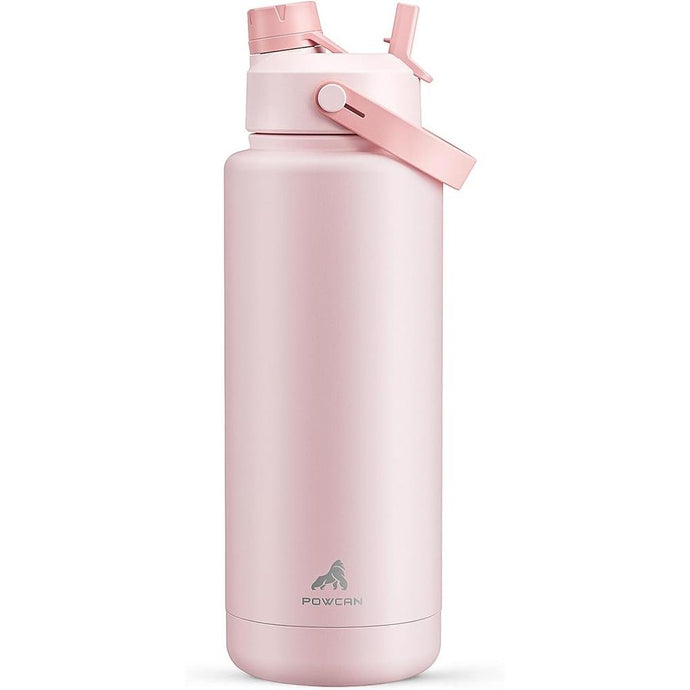 40 oz Insulated Water Bottle with 2-in-1 Straw and Spout Lid, Keep Cold 24H, Leak-Proof, BPA-Free, Double Wall Stainless Steel Water Bottle for Sports, Gym, Travel, and School (Cotton Candy)