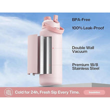 Load image into Gallery viewer, 40 oz Insulated Water Bottle with 2-in-1 Straw and Spout Lid, Keep Cold 24H, Leak-Proof, BPA-Free, Double Wall Stainless Steel Water Bottle for Sports, Gym, Travel, and School (Cotton Candy)
