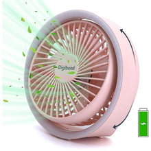 Load image into Gallery viewer, Pink Desk Fan, Small Quiet with Ambient Light/Hook Portable USB Fan 5.3in High Power 3000mAH Rechargeable Battery Operate 3 Speed 180°Rotated Easy Clean
