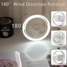 Load image into Gallery viewer, Small Desk Fan, Ultra Quite USB Fan Portable 3000mAh Rechargeable Battery Operate, High Power 3 Speed 5.3in With Ambient Light/Hook 180°Rotated Easy Clean (White)
