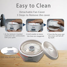 Load image into Gallery viewer, Small Desk Fan, Ultra Quite USB Fan Portable 3000mAh Rechargeable Battery Operate, High Power 3 Speed 5.3in With Ambient Light/Hook 180°Rotated Easy Clean (White)
