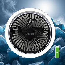 Load image into Gallery viewer, Small Fan, High Power Silent Desk Fan Portable USB Fan 3000mAh Rechargeable Battery Powered, 3 Speed 5.3in with Night Light/Hook,180°Rotated Easy Clean (Black)
