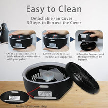 Load image into Gallery viewer, Small Fan, High Power Silent Desk Fan Portable USB Fan 3000mAh Rechargeable Battery Powered, 3 Speed 5.3in with Night Light/Hook,180°Rotated Easy Clean (Black)
