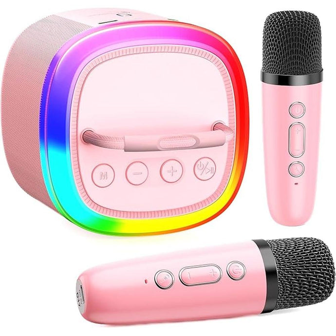 Karaoke Machine for Kids, Mini Karaoke Machine with 2 Wireless Microphones & Disco Lights for Home Party, Kids Christmas Easter Birthday Gifts, Music Toys for Girls Boys Age 3 4 5 6 7 8 9 10 11 12+