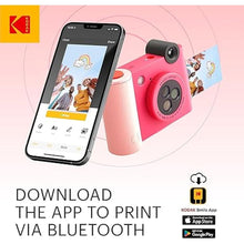 Load image into Gallery viewer, KODAK Smile+ 2-in-1 Digital Instant Print Camera &amp; Wireless Bluetooth Photo Printer - 10MP, Special-Effect Rotating Lens, Zink 2x3” Sticky-Back Photos, Print via Fun App from Smart Devices - Fuchsia

