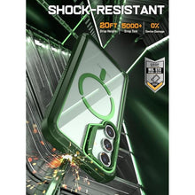 Load image into Gallery viewer, Poetic Guardian Case for Samsung Galaxy S24 6.2", [Built-in Camera Stand] [Screen Protector Work with Fingerprint ID] Full Body Shockproof Protective Rugged Clear Cover, Green/Clear
