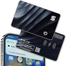 Load image into Gallery viewer, Wallet Tracker Wireless Recharging IP68 Thin Item Finder Card Luggage Located Bluetooth Works with Apple Find My APP &amp; Network (iOS Only) Black
