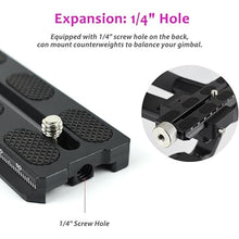 Load image into Gallery viewer, Aluminum Quick Release Plate 120mm for DJI Ronin SC Gimbal,Camera Mounting Plate Compatible Arca-Swiss with 1/4&quot; Hole for Gimbal Stabilizer Tripod
