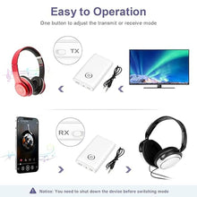 Load image into Gallery viewer, Bluetooth Transmitter Receiver 2 in 1, Hands-Free Call Aux Bluetooth Adapter for Car, 3.5mm Wireless Audio Adapter Home Audio System Headphones Airplane Speaker, White
