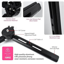 Load image into Gallery viewer, Adjustable Aluminum Mini Tripod - Desktop Tabletop Stand for DSLR Cameras, Zhiyun Weebill/Smooth/Crane, DJI Ronin S/SC/RSC/RS, Osmo Mobile, Stabilizer Handle (4-Level Adjustable)
