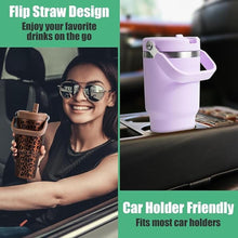 Load image into Gallery viewer, 30oz Tumbler with Handle and Straw, Vacuum Insulated Tumblers with Flip Straw and Top Handle, Reusable Insulated Cup for Home, Outdoors, Leakproof, Fits in Cup Holder, Cold for 30 Hours
