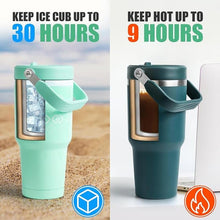 Load image into Gallery viewer, 30oz Tumbler with Handle and Straw, Vacuum Insulated Tumblers with Flip Straw and Top Handle, Reusable Insulated Cup for Home, Outdoors, Leakproof, Fits in Cup Holder, Cold for 30 Hours
