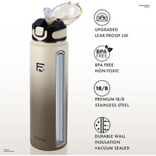 Load image into Gallery viewer, 32 oz Insulated Water Bottle with Straw, Stainless Steel Metal Thermos Bottles, Durable Non-Slip Gradient Bottle with Strap for Sports and Travel, Leak Proof (White Gray)
