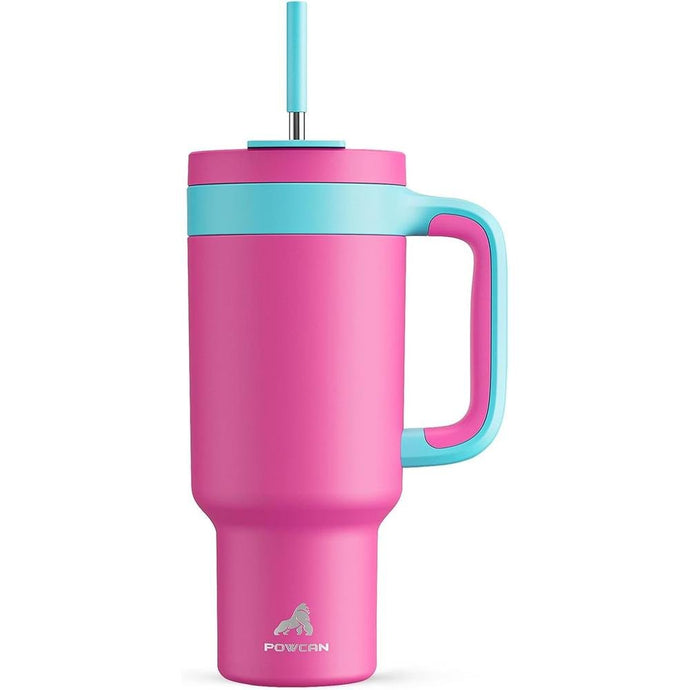 40 oz Tumbler with Handle, 2-in-1 Straw and Sip Lid, Leakproof, Dishwasher Safe, Insulated Stainless Steel Travel Coffee Mug, Keeps Cold for 34 Hours, Fits in Car Cup Holder (Barbie)