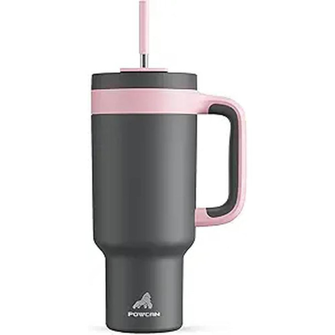 40 oz Tumbler with Handle, 2-in-1 Straw and Sip Lid, Leakproof, Dishwasher Safe, Insulated Stainless Steel Travel Coffee Mug, Keeps Cold for 34 Hours, Fits in Car Cup Holder (Rebellion)