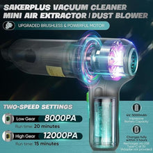 Load image into Gallery viewer, Car Vacuum Cleaner-Wireless Handheld Car Vacuums with Best Suction,Brushless Motor 12000PA Maximum Power,3 in 1 Mini Portable Vacuum Cleaner Cordless for Home,Office,Kitchen,Cars

