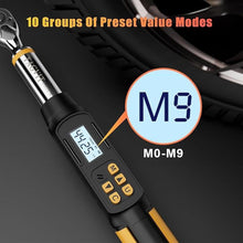 Load image into Gallery viewer, 3/8 Inch Drive Digital Torque Wrench, 2.21-44.25 Ft-lb/3-60 Nm Bike Electronic Torque Wrench with Preset Modes, Data Storage, Buzzer and LED Flash Notification for Bicycle Moto
