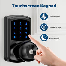 Load image into Gallery viewer, Keyless Entry Door Lock with Code, Keypad Door Lock with Handle, Touchscreen Door Knob with Keypad for Front Door Garage Bedroom Home, Auto-Lock, Matte Black
