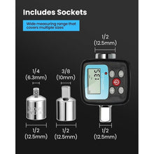Load image into Gallery viewer, Digital Torque Wrench Adapter - Precision Electronic Torque Tool Converter and Meter with LCD Display, Includes 1/2&quot;, 1/4&quot;, 3/8&quot; Adapters for Automotive, Biking, DIY &amp; Home Repairs (200N.m)
