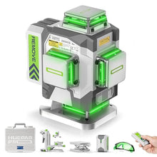 Load image into Gallery viewer, Huepar Pro Laser Level 360 Self Leveling, 4x360°Green Cross Line Laser Tool with Remote Control &amp; 8000mAh Rechargeable Li-ion Battery, High Accuracy 4D Laser for Construction, Magnetic Bracket -ZK04CG

