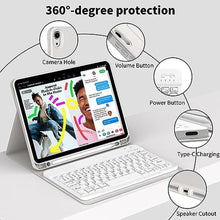 Load image into Gallery viewer, GKABXY Keyboard Case for iPad (A16) 11th Gen 11 inch 2025 &amp; iPad 10th Gen 10.9 inch 2022 with Holder | Detachable Bluetooth Wireless Keyboard | Soft TPU Back Shell | Auto Sleep/Wake (Gray)
