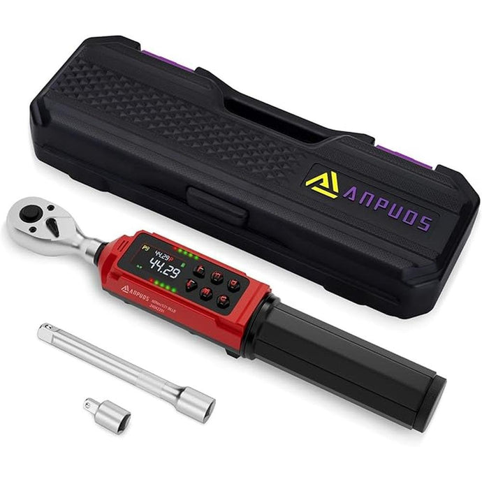 3/8-inch Drive Digital Torque Wrench, 0.66-44.3Ft.lbs/0.9-60Nm, Electronic Torque Wrench, Inch Pound Torque Wrench Set with ±1% Accuracy, Vibration, Buzzer and LED Notification for Bicycle