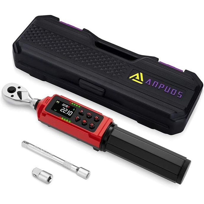 1/4-Inch Drive Digital Torque Wrench, 0.33-22.1Ft.lbs/0.45-30Nm, Adjustable Electronic Torque Wrench Set with ±1% Accuracy, Vibration, Buzzer and LED Flash Notification for Bicycle, Bike