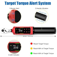 Load image into Gallery viewer, 1/4-Inch Drive Digital Torque Wrench, 0.33-22.1Ft.lbs/0.45-30Nm, Adjustable Electronic Torque Wrench Set with ±1% Accuracy, Vibration, Buzzer and LED Flash Notification for Bicycle, Bike

