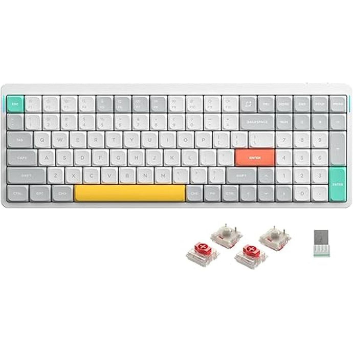 nuphy Air96 V2 Wireless Mechanical Keyboard,100 Keys RGB Backlit Keyboard,Supports Bluetooth 5.1,2.4G and Wired Connection,for PC/Laptop/Windows/Mac -White Gateron Red Switch