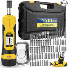 Load image into Gallery viewer, 90Pcs Master Torque Screwdriver Set, 10-70 IN.LB, Inch Pound Torque Screw Driver with S2 Bits, Includes Flat, Hex, Torx, and Phillips Bits, T-BAR Ratchet Wrench, All in One Torque Tool Kit
