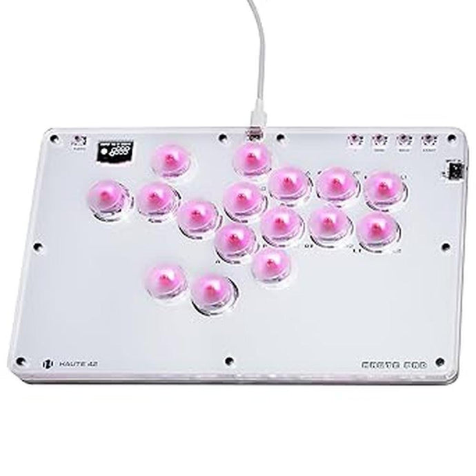 JZW-Shop Haute42 Arcade Stick T16, All-Button Arcade Controller for Switch/PC/PS4/PS3 /Steam Deck, Slim Arcade Fight Stick Game Keyboard with Turbo & Custom RGB, Supports Hot-Swap & SOCD