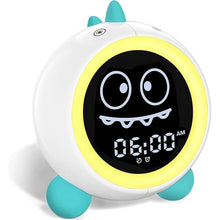 Load image into Gallery viewer, DINOTIME Kids Alarm Clock, Toddler Sleep Training Clock with Sound Machine, Night Lights, Ok to Wake Dinosaur Clock, Gift Ideas for Kids Child (Green)
