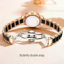 Load image into Gallery viewer, GUANHAO Black Ceramic Watches for Women, Fashion Ladies Watches with Diamond Accented Waterproof Calendar Luminous Women s Watch Small Wrist
