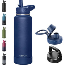 Load image into Gallery viewer, 40oz Insulated Water Bottle with Straw, Stainless Steel Metal Vacuum Water Flask, Large Thermos Water bottle with Leakproof 3 Lids for Travel, Camping, Gym Sports Navy
