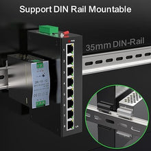 Load image into Gallery viewer, 8 Port Gigabit Industrial Switch,DIN-Rail Unmanaged Ethernet Switch with 15W DIN-Rail Industrial Power Supply,10/100/1000Mbps Network Switch,IP40,One-Key VLAN,Lightning Protection
