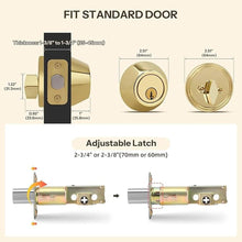 Load image into Gallery viewer, Round Design Single Cylinder Deadbolt with Keys, Exterior Keyed Dead Bolt Lock for Front Entrance Door Security, Polished Brass
