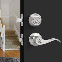 Load image into Gallery viewer, Round Design Single Cylinder Deadbolt with Keys, Exterior Keyed Dead Bolt Lock for Front Entrance Door Security, Satin Nickel
