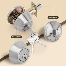 Load image into Gallery viewer, Round Design Single Cylinder Deadbolt with Keys, Exterior Keyed Dead Bolt Lock for Front Entrance Door Security, Satin Nickel
